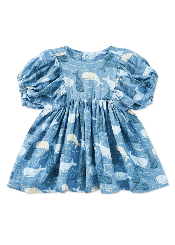 Dress with Puff Sleeves - Whale Tales